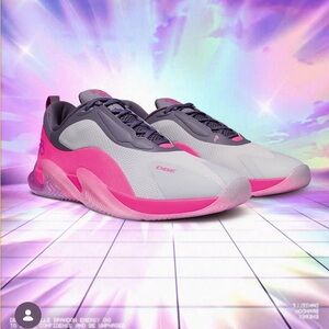 DBE Women's Gray and Hot Pink Athletic Sneakers